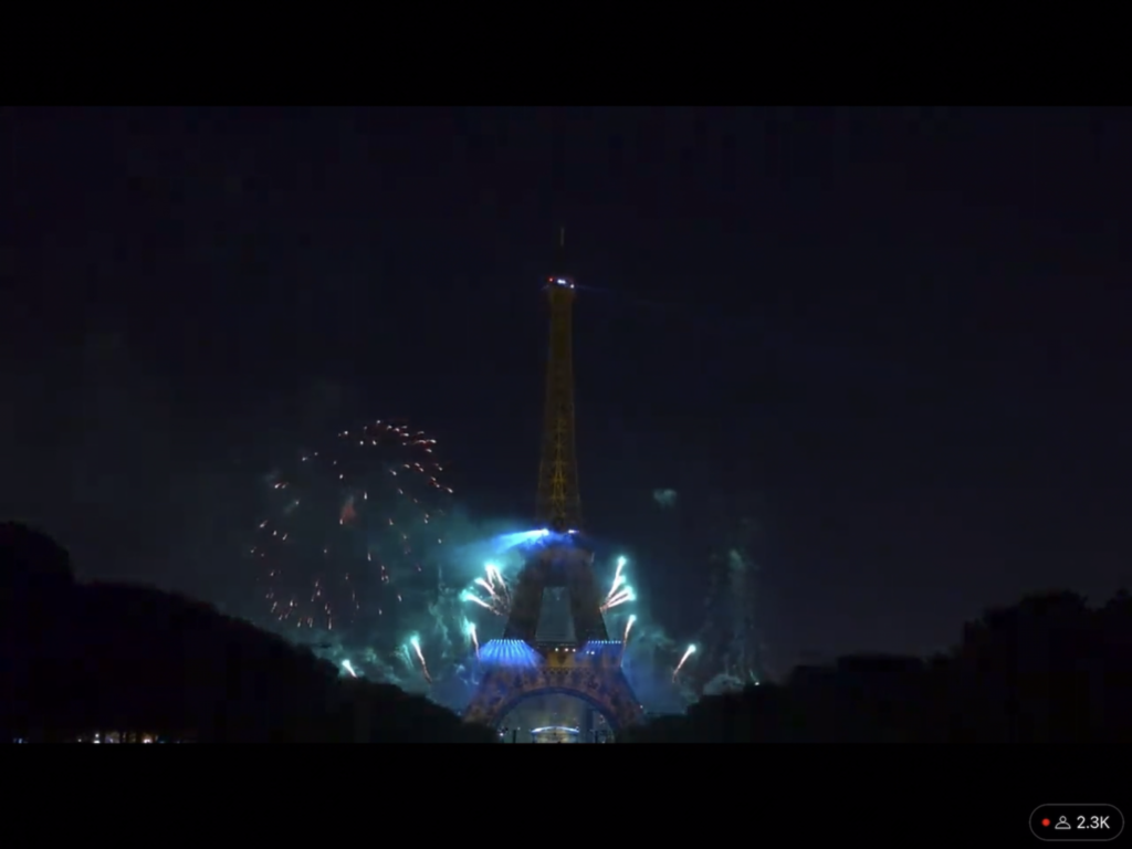 Fireworks at the Eiffel Tower in Paris, New Year’s Eve 2022