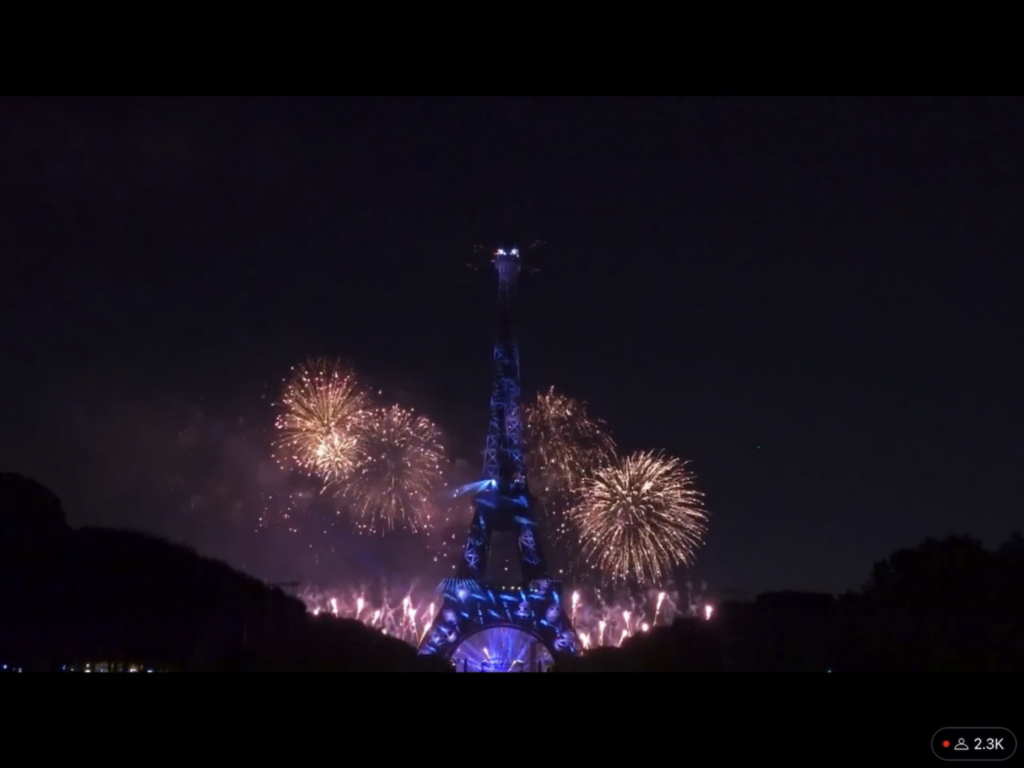 Fireworks at the Eiffel Tower in Paris, New Year’s Eve 2022