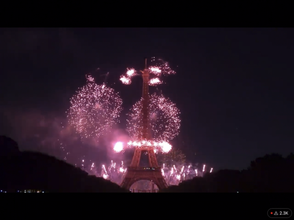 Fireworks at the Eiffel Tower in Paris, New Year’s Eve 2022